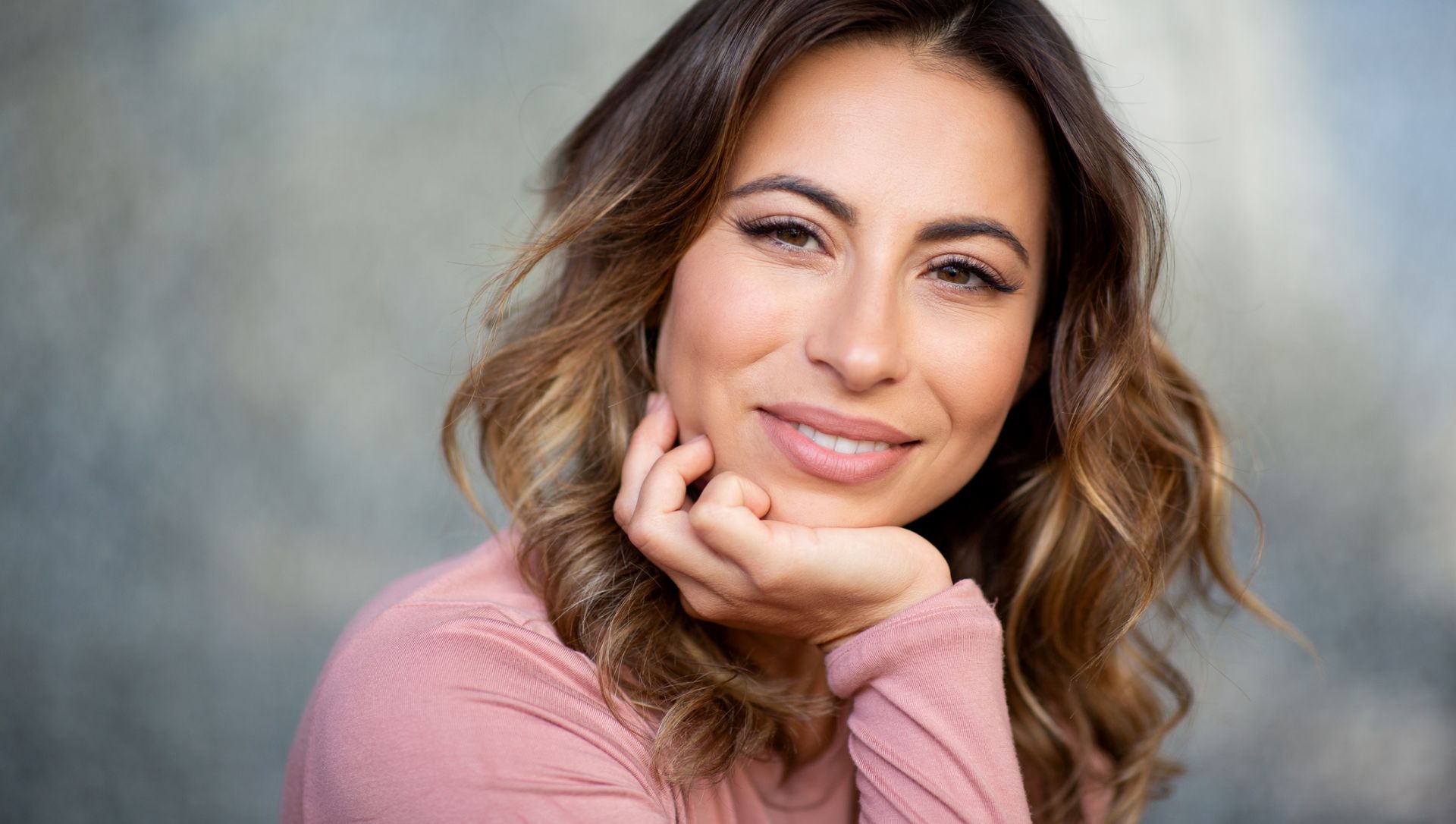 natural beautiful woman with short brown hair