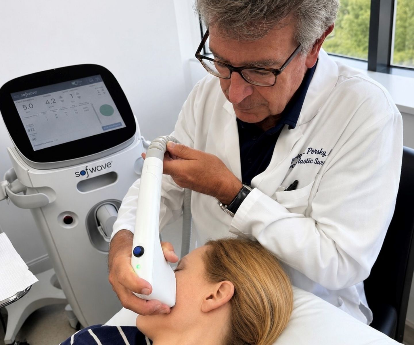 Dr Persky giving a sofwave treatment